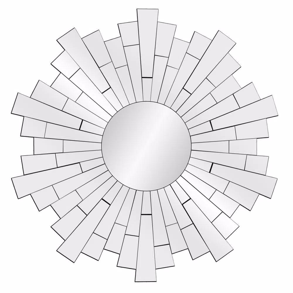 Pinnacle 36 in. Sunburst Silver Beveled Glass Contemporary Accent Mirror