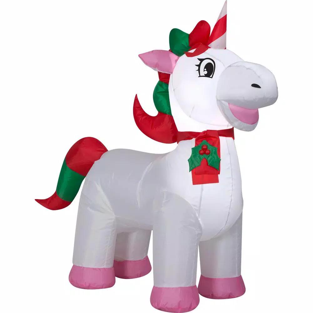 Gemmy 3.25 ft. H x 3.5 ft. L Airblown Inflatable Christmas Unicorn Outdoor Holiday Decoration