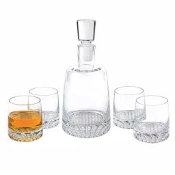 Badash Crystal Badash Barware Park Avenue 5-Piece Mouth Blown Crystal Whiskey Decanter and Rocks Glass Set thumbnail 1