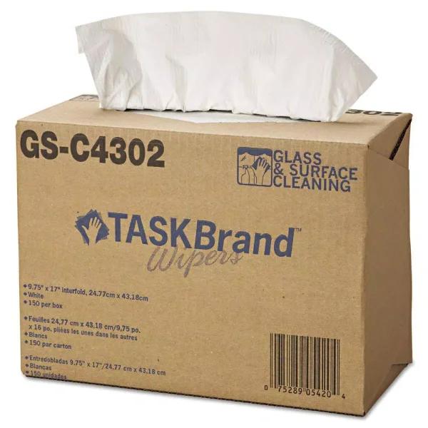HOSPECO TASKBrand 4-Ply White Glass and Surface Wipers, 900 Count