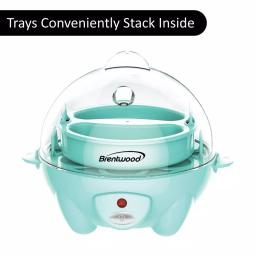 Brentwood 7-Egg Blue Electric Egg Cooker with Auto Shutoff, Poaching Tray & Omelet Maker thumbnail 5