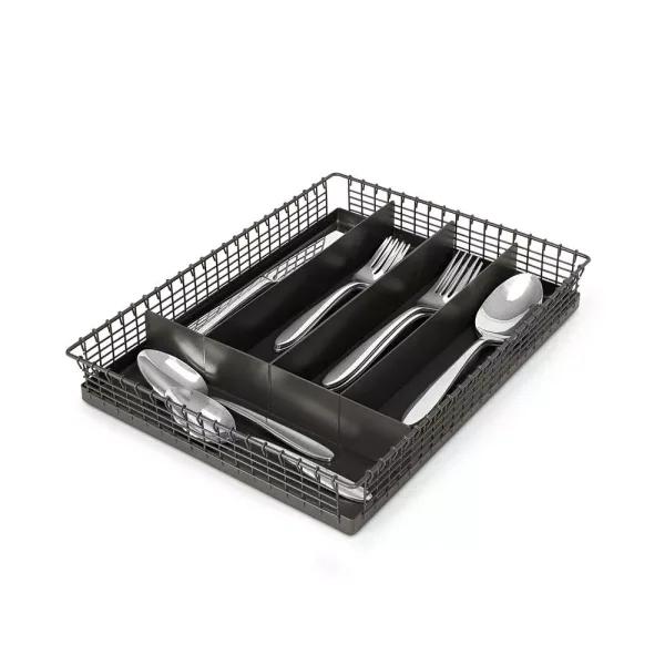 Spectrum Vintage Industrial Gray Steel 5-Compartment Silverware Drawer Organizer Tray