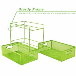 MIND READER 2-Tier Metal Mesh Utensil Caddy & Organizer, Green thumbnail 6