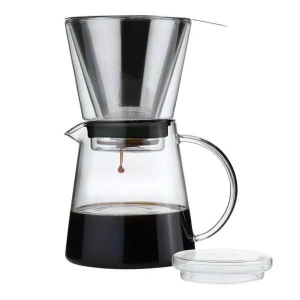 ZASSENHAUS 6-Cup Clear Pour Over Coffee Maker - Borosilicate Glass & Stainless Steel Brewer