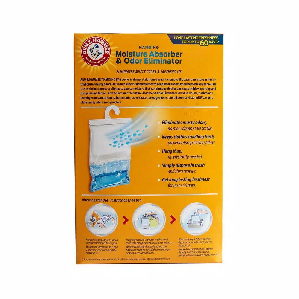 Arm & Hammer Hanging Moisture Absorber and Odor Eliminator, Clean Burst Scent, 16 oz (3-Pack)