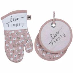 Kay Dee Lisa Audit Watercolor Floral Cotton Kitchen Textile Set - 4 Piece Blush Set thumbnail 3