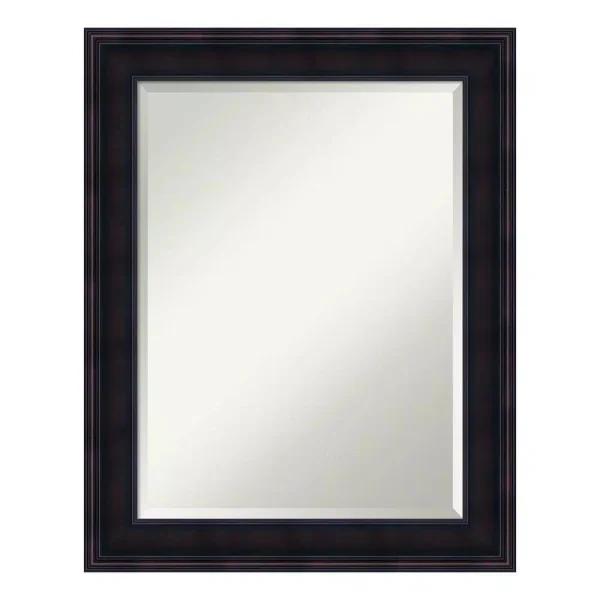 Amanti Art Annatto 23 in. W x 29 in. H Mahogany Wood Framed Beveled Edge Bathroom Vanity Mirror