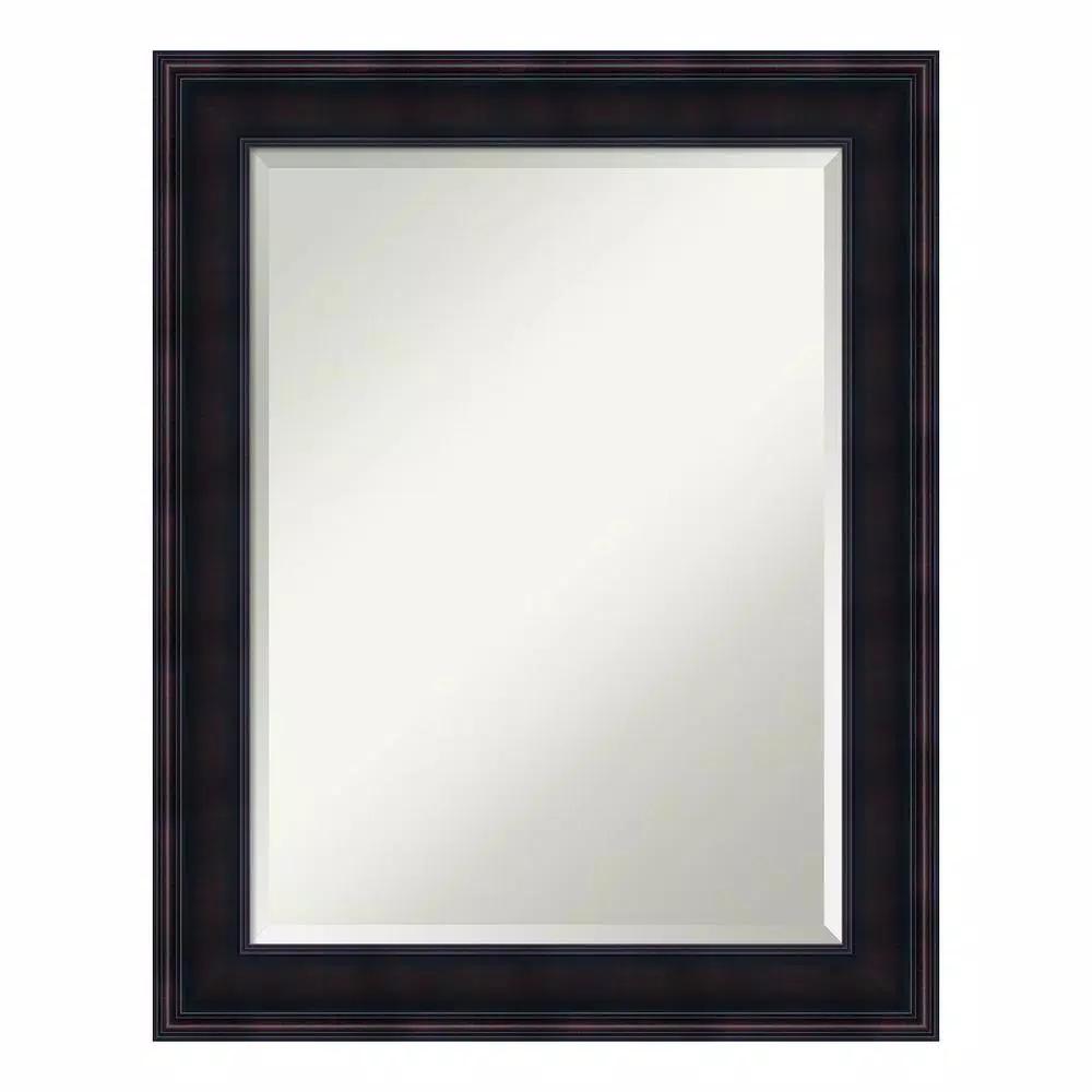 Amanti Art Annatto 23 in. W x 29 in. H Mahogany Wood Framed Beveled Edge Bathroom Vanity Mirror