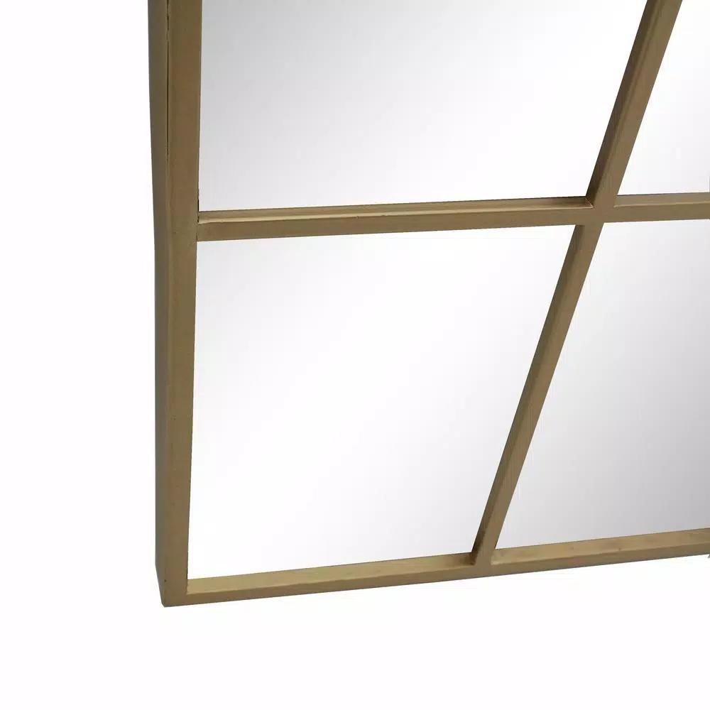 Home Decorators Collection Arched Gold Windowpane Accent Mirror, 24 x 39.3 in.