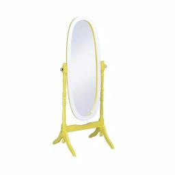 ORE International Modern Canary Yellow and White Oval Wood Tilting Cheval Standing Mirror, 59.25 in. thumbnail 1