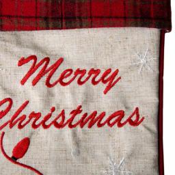 Glitzhome 21 in. Dachshund Fabric Christmas Stocking - White with Red Trim thumbnail 7