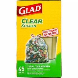 Glad 13 Gallon Tall Kitchen Clear Drawstring Recycling Bags, 45 Count thumbnail 6