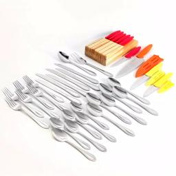 Gibson Home Fairfield Plus 36-Piece Stainless Steel Flatware Set with Wooden Block, Service for 6 thumbnail 1