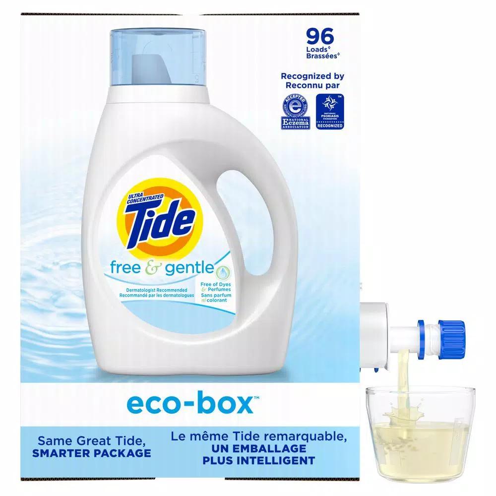 Tide Free & Gentle Liquid Laundry Detergent HE Eco Box, 105 oz (96 Loads)