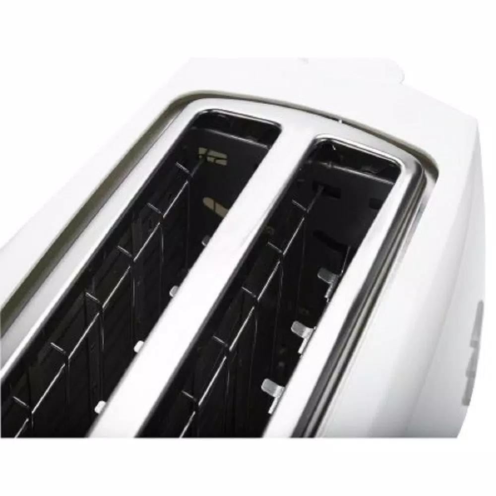 Elite Cuisine 4-Slice White Long Slot Toaster with Cool-Touch Exterior
