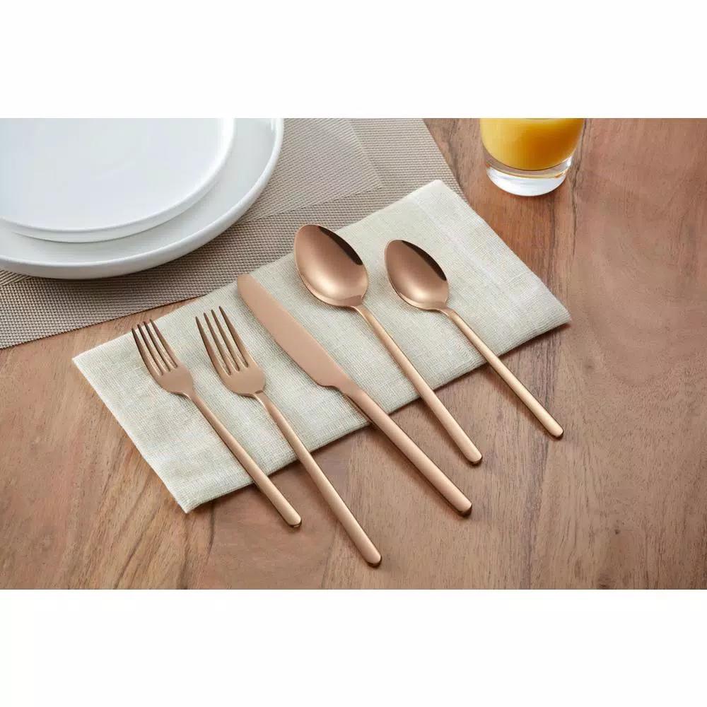 Home Decorators Collection Brenner 40-Piece Copper Finish 18/0 Stainless Steel Flatware Set, Service for 8