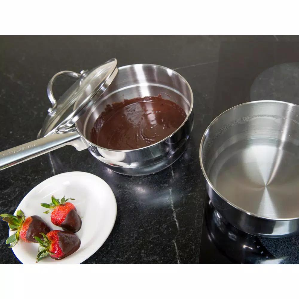RSVP International Endurance 2 Qt. Induction Double Boiler Set with Tempered Glass Lid