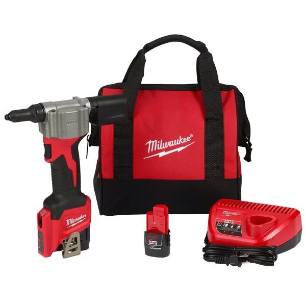 Milwaukee M12 12V Lithium-Ion Cordless Rivet Tool Kit with (2) 1.5Ah Batteries and Charger