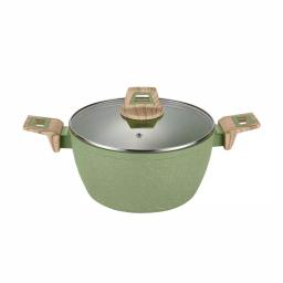 AMERCOOK Olive Stone 3 qt. Round Nonstick Casserole Dish with Glass Lid, Avocado Green thumbnail 1