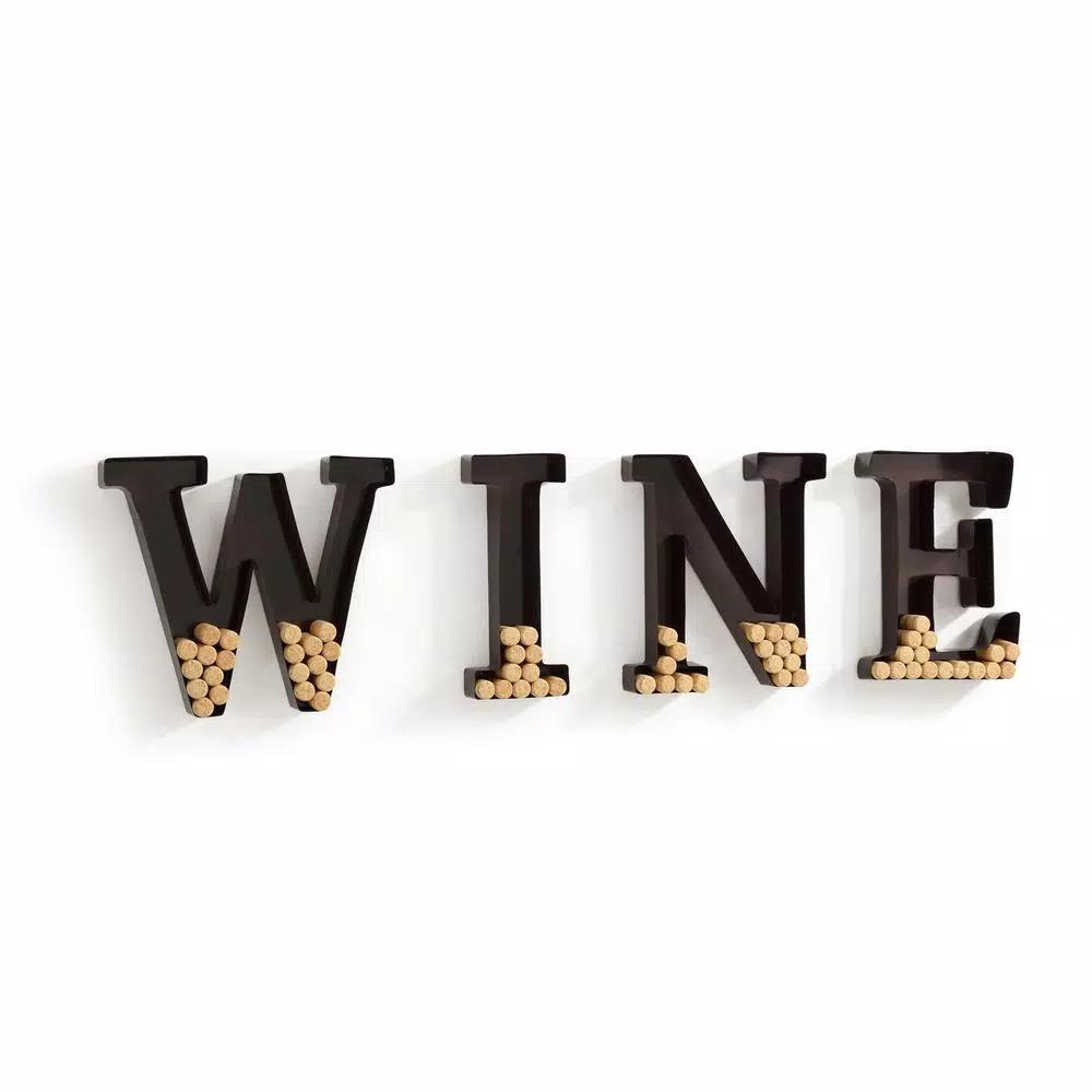 DANYA B Metal Wall Mount WINE Letters Cork Holder Decor
