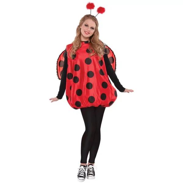 Amscan Women's Darling Ladybug Halloween Costume - Red and Black Polka Dot Tunic Romper with Wings and Antennae