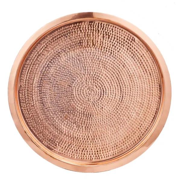 Old Dutch 15.75 in. Stone Hammered Solid Copper Round Serving Tray