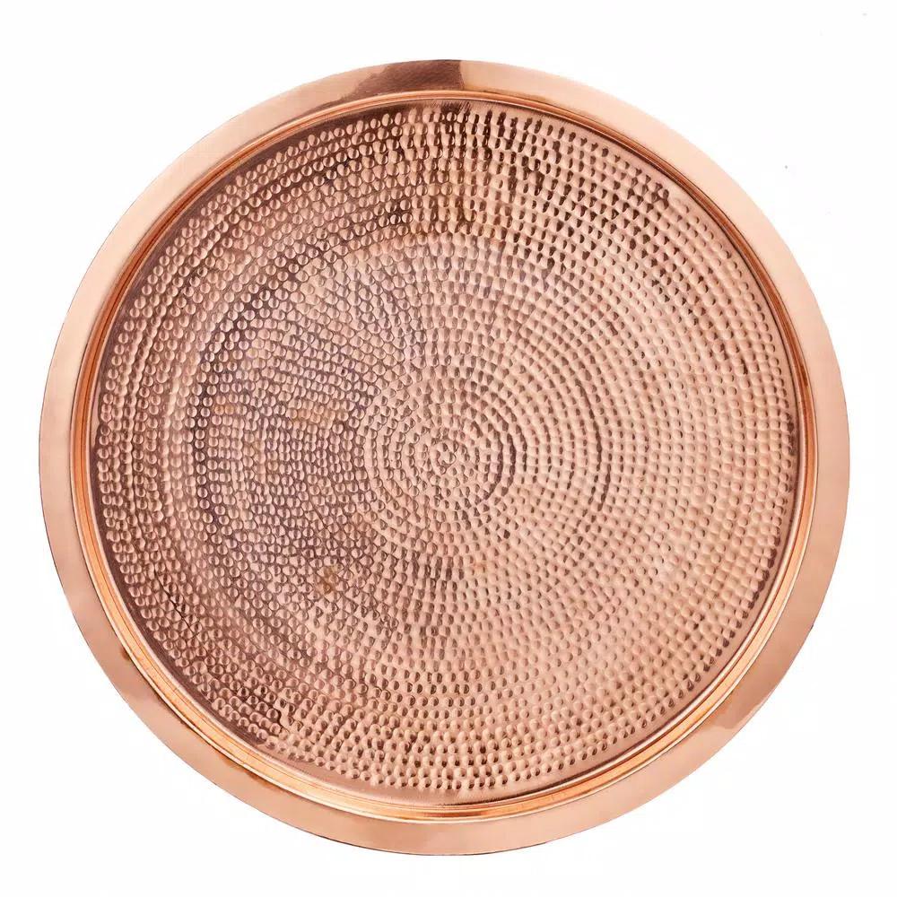 Old Dutch 15.75 in. Stone Hammered Solid Copper Round Serving Tray