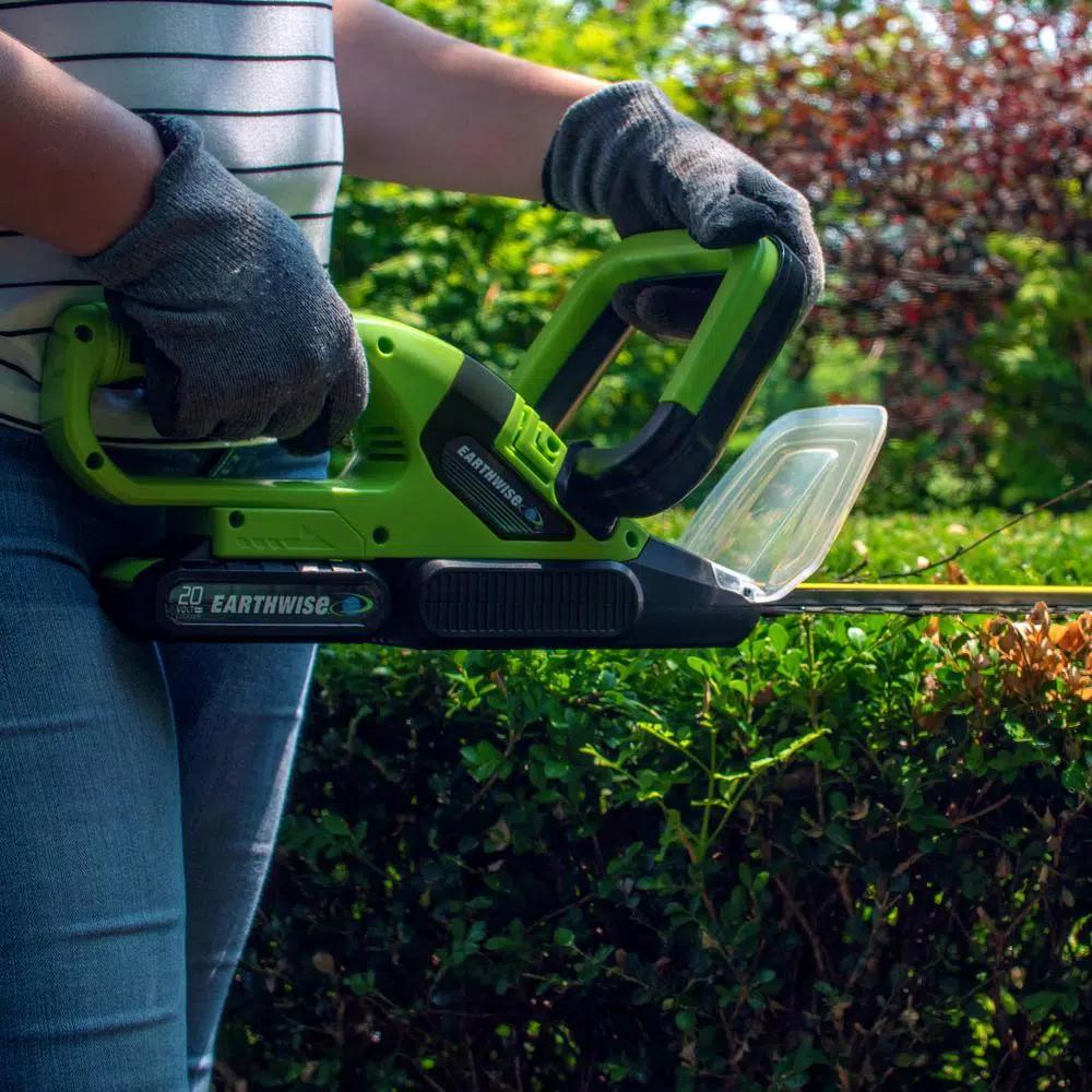 Earthwise 20V Cordless 20 in. Lithium-Ion Hedge Trimmer with 2 Ah Battery and Charger