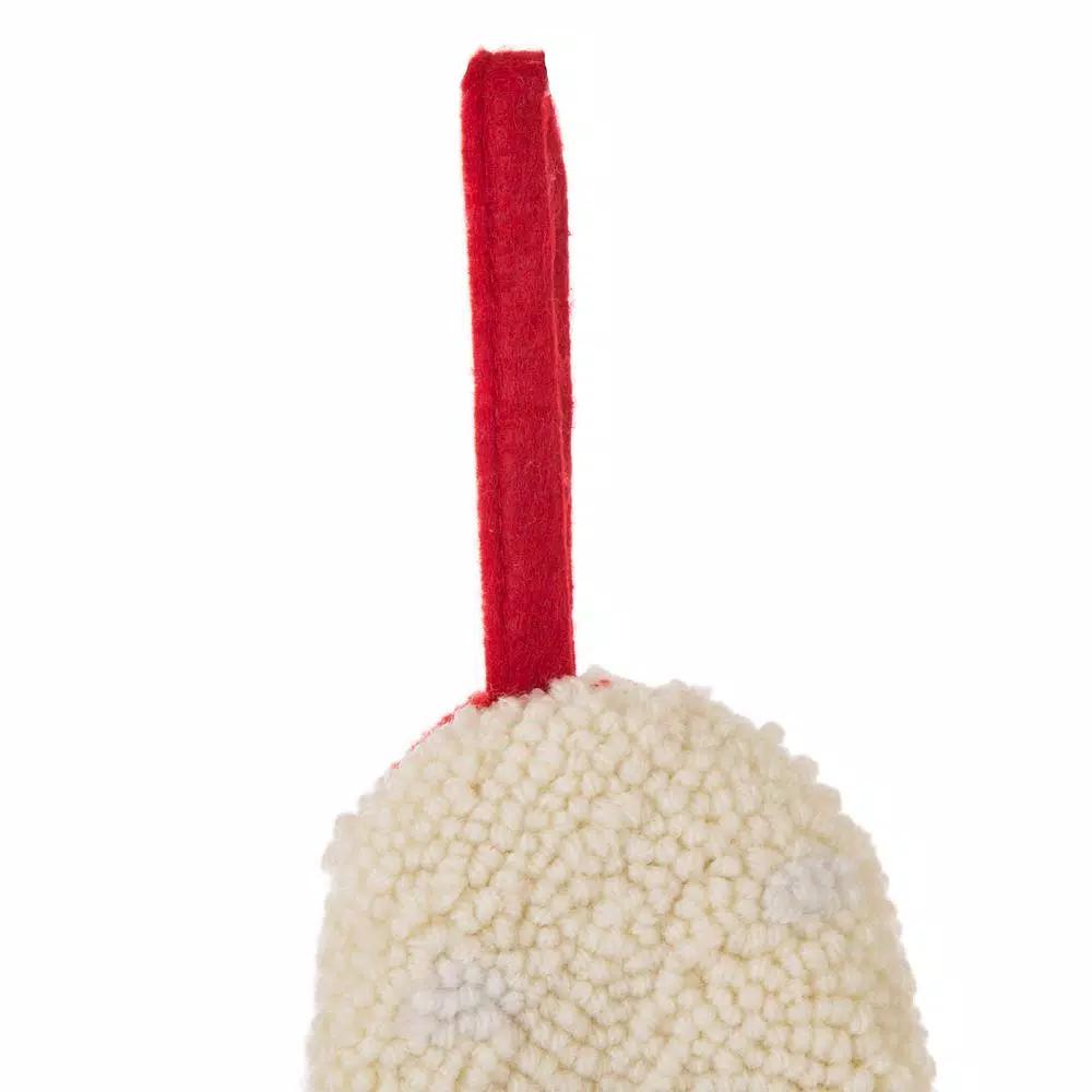 Glitzhome 12.5 in. White Dog Bone Shaped Christmas Stocking with Red Plaid Bow