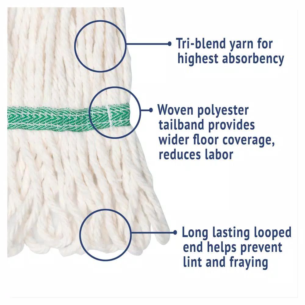 Boardwalk Super Loop Medium Wet Mop Head, 4-Ply Cotton/Synthetic Blend, White, 12/Carton