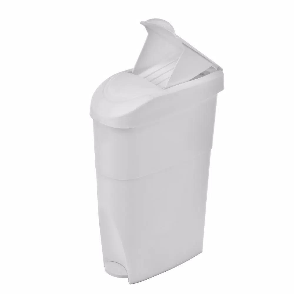 Alpine Industries 19 Qt. White Step-On Sanitary Napkin Receptacle & Waste Basket