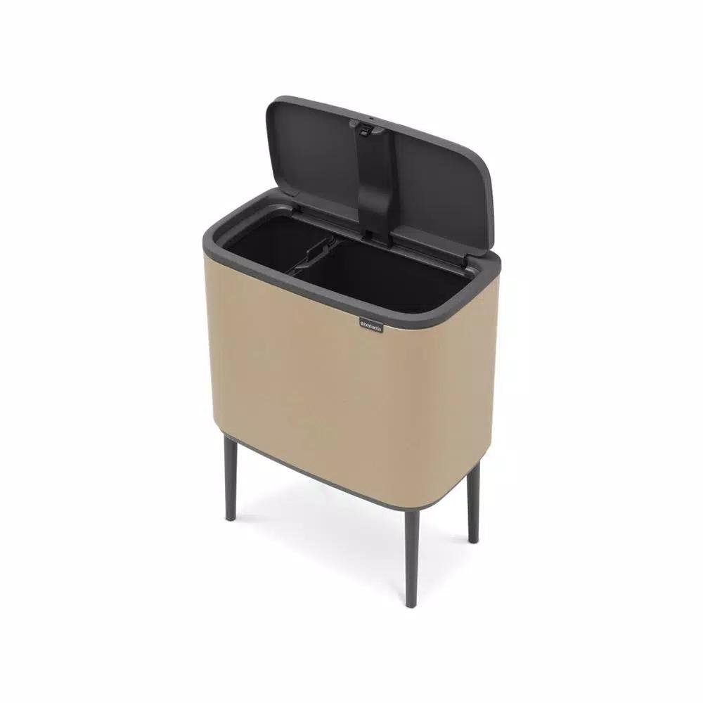 Brabantia Bo Touch Bin 9.5 Gal. Dual Compartment Gold Steel Rectangular Touch Trash Can