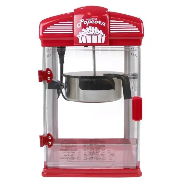 West Bend Red Hot Oil Movie Theater Style Popcorn Popper Machine, 4-Quart Capacity with Nonstick Kettle
