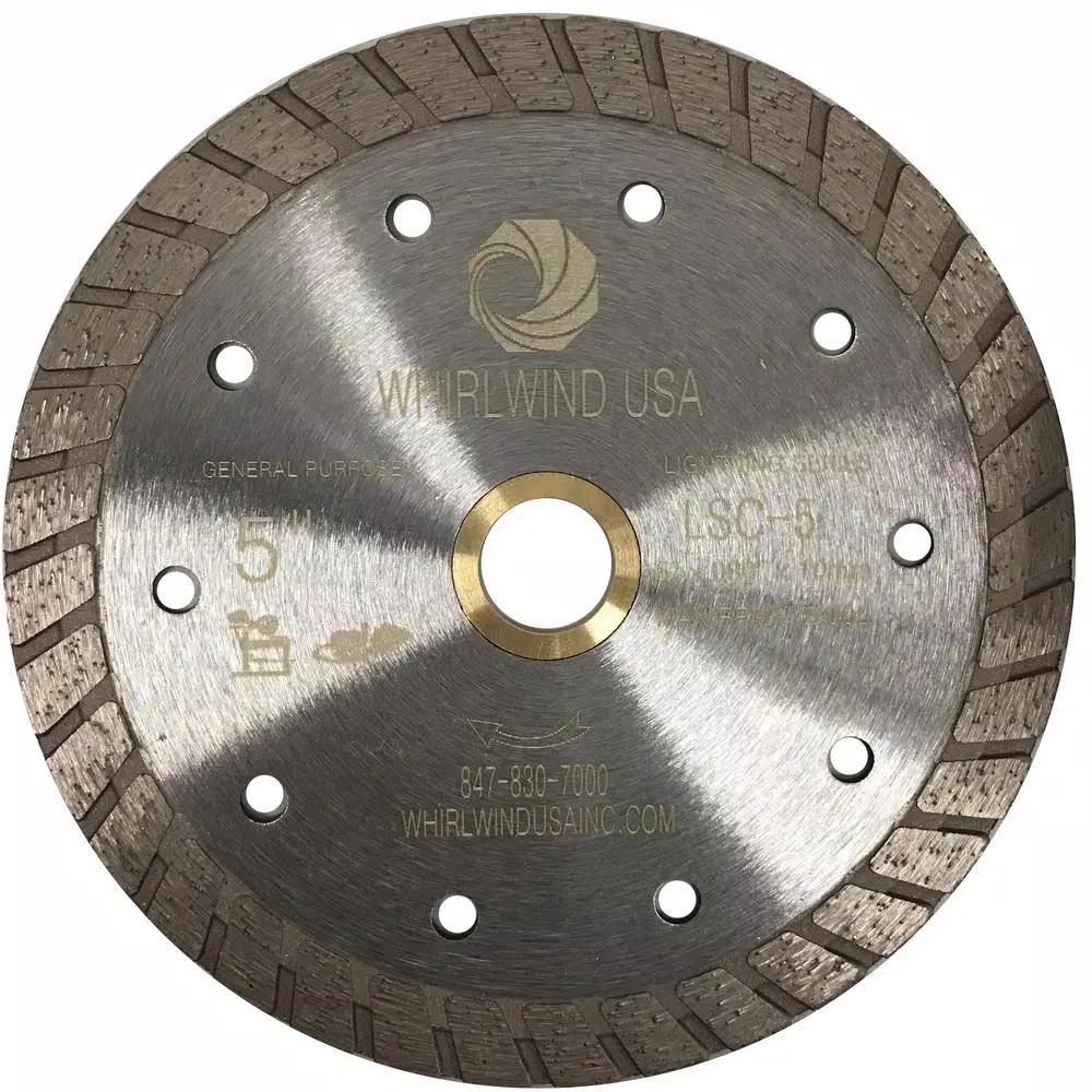 Whirlwind USA 5 in. Turbo Rim Diamond Blade for Concrete, Stone, Brick, and Masonry