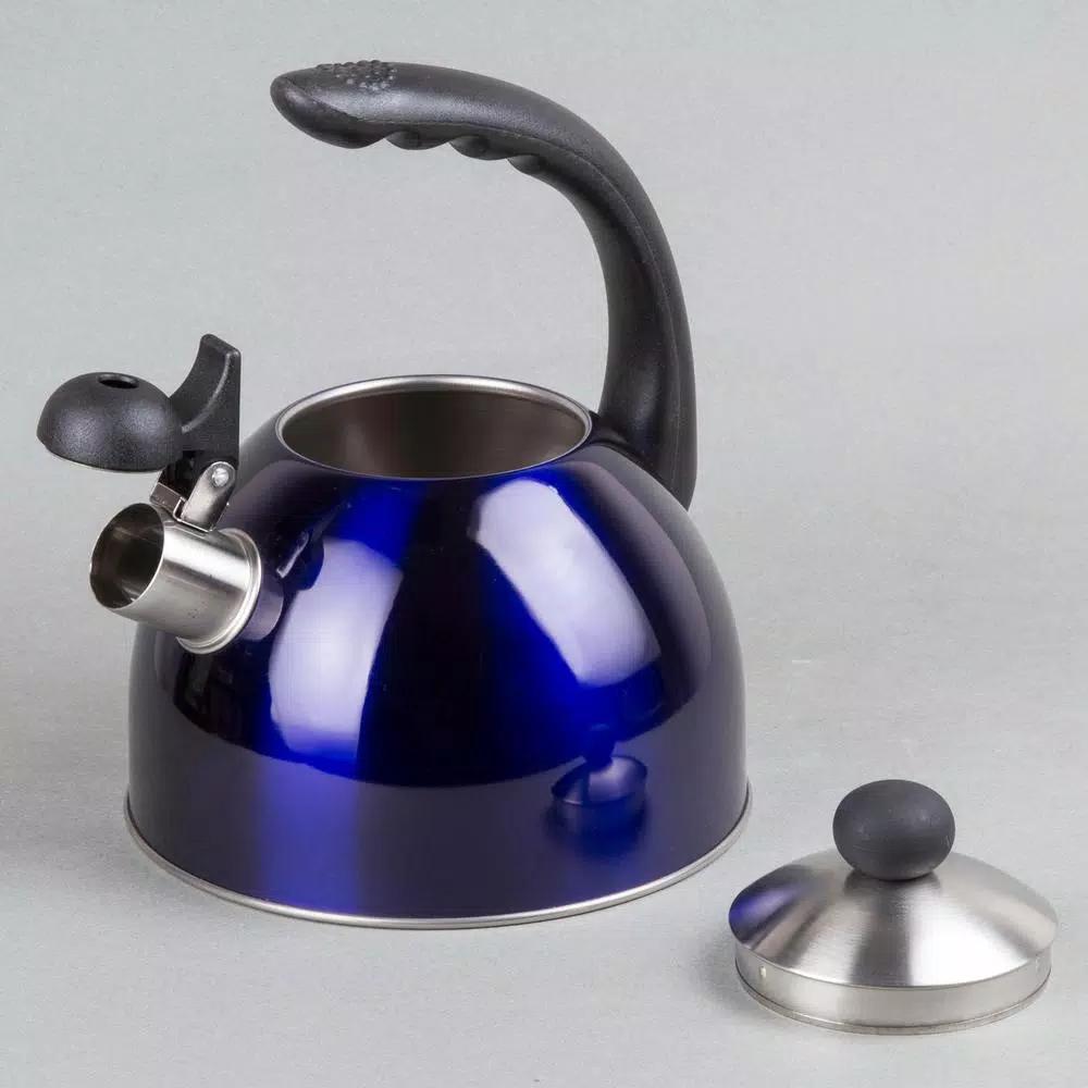 Creative Home Rhapsody 2.1 Qt. Stainless Steel Whistling Tea Kettle, Metallic Blue