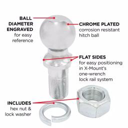 TowSmart 2 in. Chrome Hitch Ball, 10,000 lb. Capacity, 1-1/4 in. Shank Diameter thumbnail 4