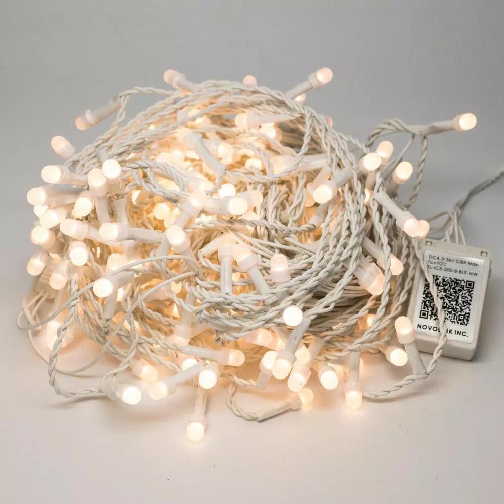 Novolink 200 Light 8mm Mini Globe Warm White Icicle LED String Light Bundle with Wireless Smart Control - 27ft Total