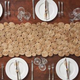 LR Resources Natural Jute Rectangle Indoor Table Runner - 16 in. x 80 in. - Bohemian Farmhouse Style thumbnail 4