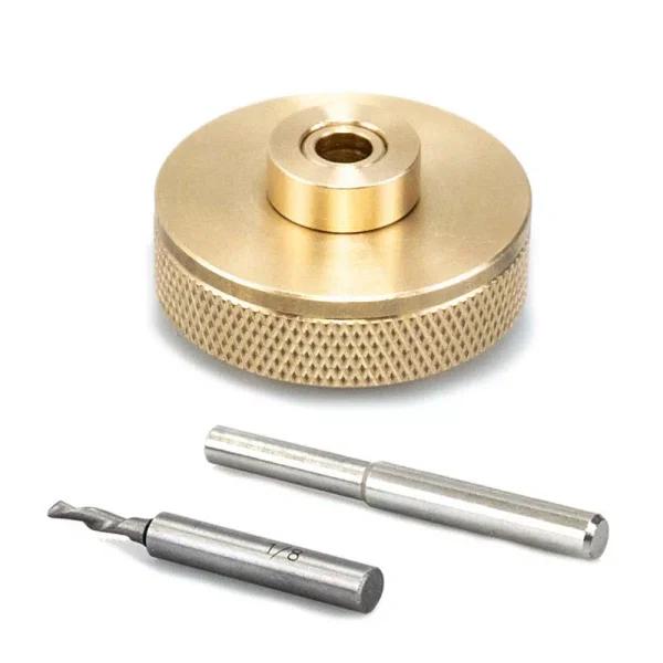 POWERTEC Solid Brass Router Inlay Kit with 1/8 in. Carbide Spiral Bit and Alignment Pin