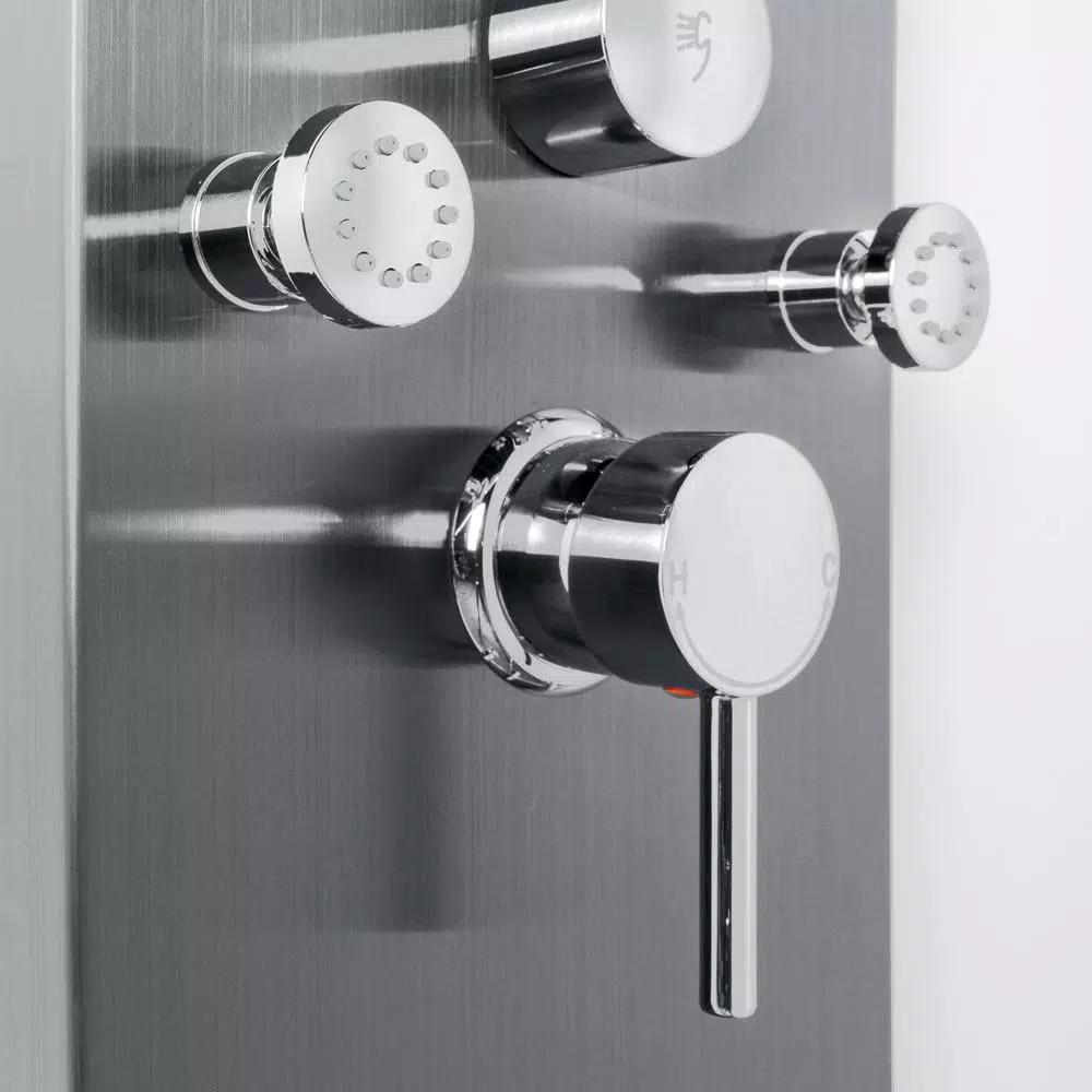 AKDY 65 in. 8-Jet Shower Panel System, Space Gray Brushed Stainless Steel with Rainfall, Waterfall & Wand
