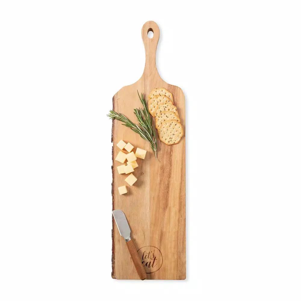 Cathy's Concepts Let's Eat Live Edge Mango Wood Serving Board - Rustic Rectangular Charcuterie Tray