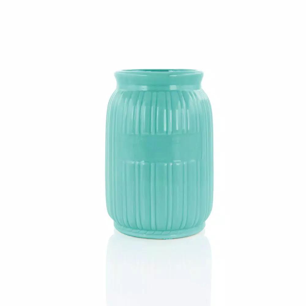 MegaChef 9-Piece Mint Green Silicone and Wood Kitchen Utensil Set with Ceramic Holder