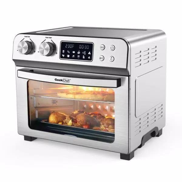 Boyel Living GeekChef 24 Qt. Silver Stainless Steel Digital Convection Air Fryer Toaster Oven with 10-in-1 Functions