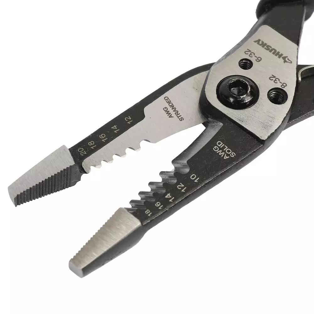 Husky 3.8 in. Wire Stripper and Cutter with Soft Grip Handles