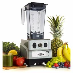 Omega OM6560 3 HP 64 oz. Variable 10-Speed Silver Blender with BPA-Free Tritan Container thumbnail 6