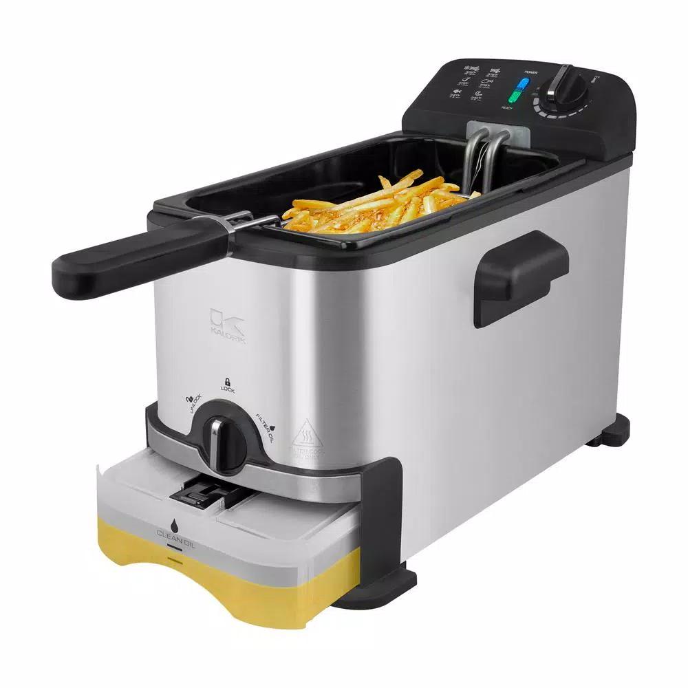 Kalorik 3.2 Qt. Stainless Steel Deep Fryer with Oil Filtration System