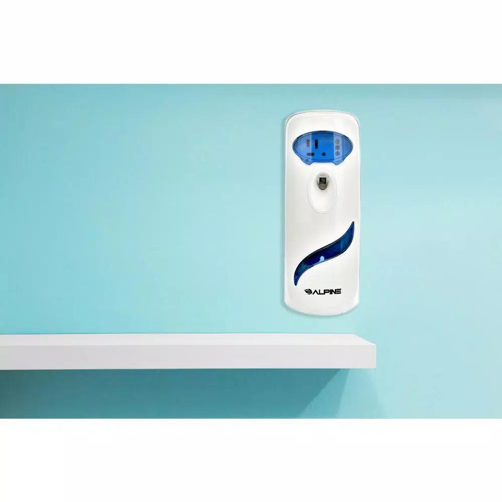 Alpine Industries Deluxe Automatic Aerosol Air Freshener Dispenser, 8.5 oz. Capacity, Blue/White