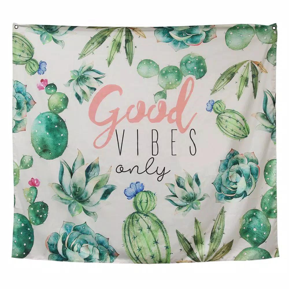 Stratton Home Decor Good Vibes Only Botanical Tapestry Wall Hanging