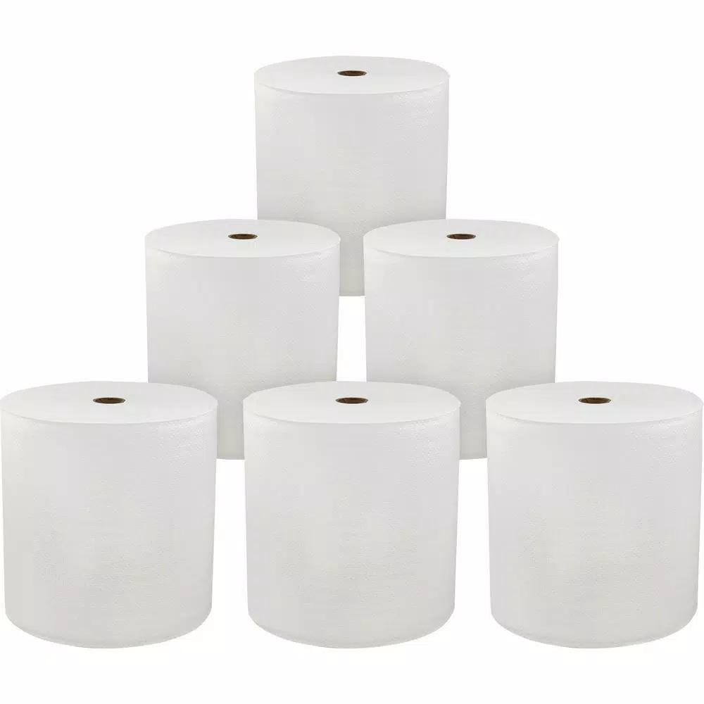 Genuine Joe Solutions 850 ft. White Hardwound Paper Towel Rolls, 1-Ply, 6 Rolls per Case