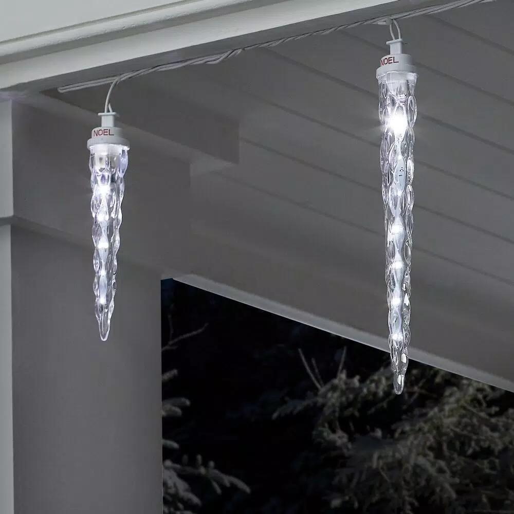 LightShow 48-Light White Shooting Star Icicle LED String Light, 7 ft Outdoor Holiday Decor